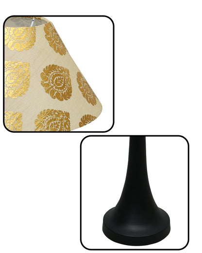 Black Metal Cone Table Lamp with Fabric Shade, B22 holder Nightstand Lamp