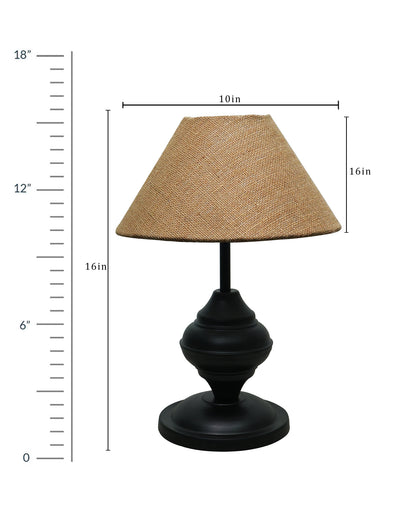 Black Metal Urn Table Lamp with Fabric Shade, B22 holder Nightstand Lamp