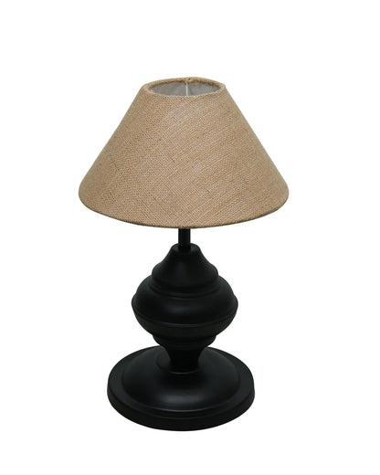 Black Metal Urn Table Lamp with Fabric Shade, B22 holder Nightstand Lamp