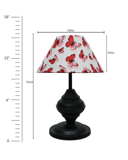 Black Metal Urn Table Lamp with Fabric Shade, B22 holder Nightstand Lamp