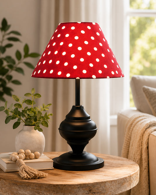 Black Metal Table Lamp | for Living Room | Modern Bedside Light with Pleated Shade | Decorative Night Lamp for Bedroom, Study, Office | Home Decor Lighting, E27 holder, Urn