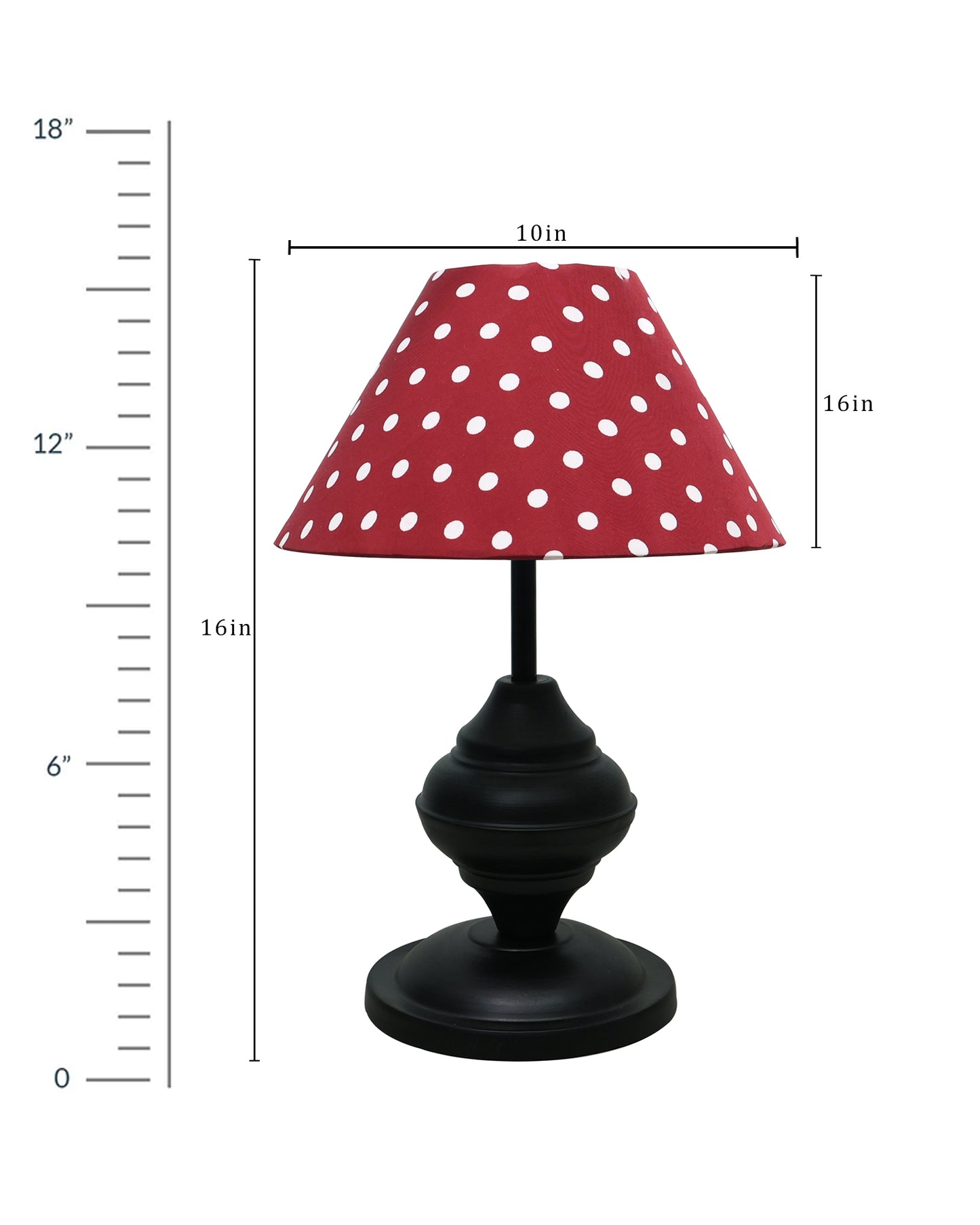 Black Metal Urn Table Lamp with Fabric Shade, B22 holder Nightstand Lamp