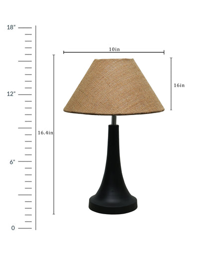 Black Metal Cone Table Lamp with Fabric Shade, B22 holder Nightstand Lamp