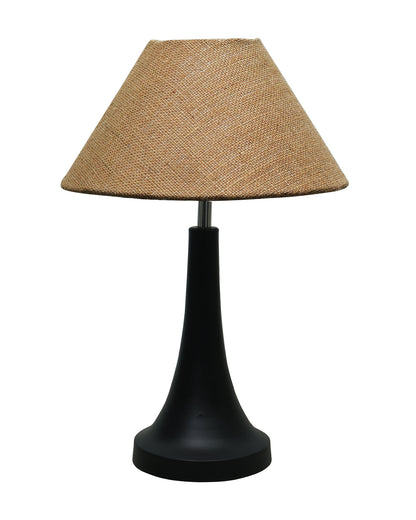 Black Metal Cone Table Lamp with Fabric Shade, B22 holder Nightstand Lamp