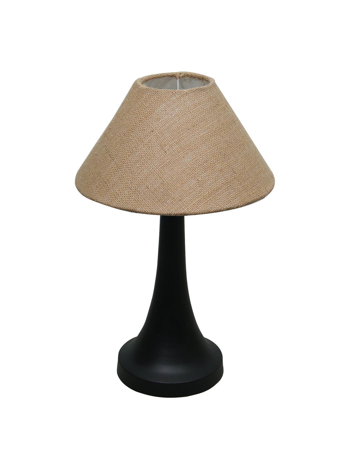 Black Metal Cone Table Lamp with Fabric Shade, B22 holder Nightstand Lamp