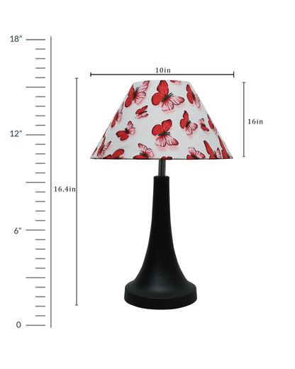 Black Metal Cone Table Lamp with Fabric Shade, B22 holder Nightstand Lamp