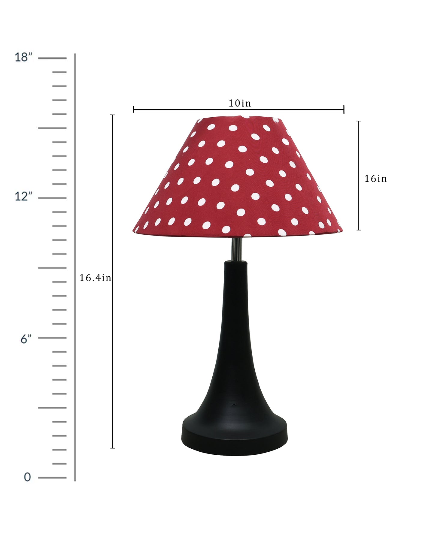 Black Metal Cone Table Lamp with Fabric Shade, B22 holder Nightstand Lamp