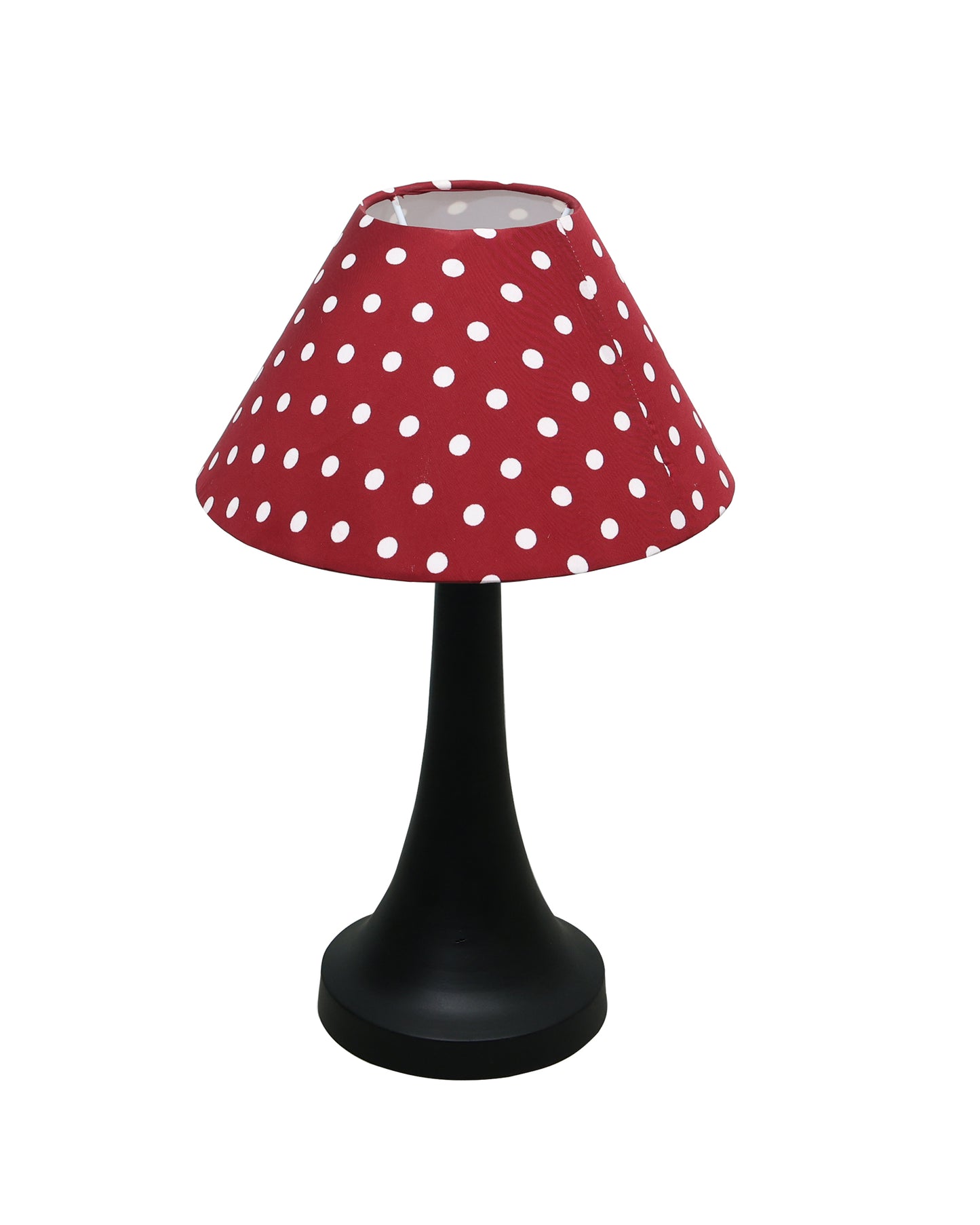 Black Metal Cone Table Lamp with Fabric Shade, B22 holder Nightstand Lamp