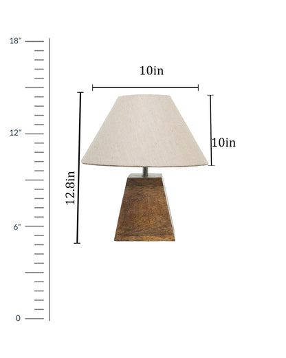 Wood Table Lamp, Modern Base Fabric Lampshade for Home Office Cafe Restaurant, Pyramid