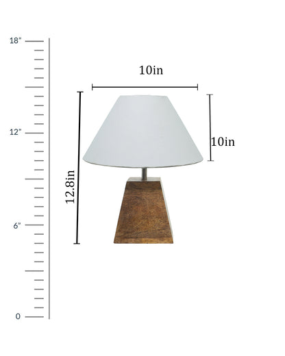 Wood Table Lamp, Modern Base Fabric Lampshade for Home Office Cafe Restaurant, Pyramid