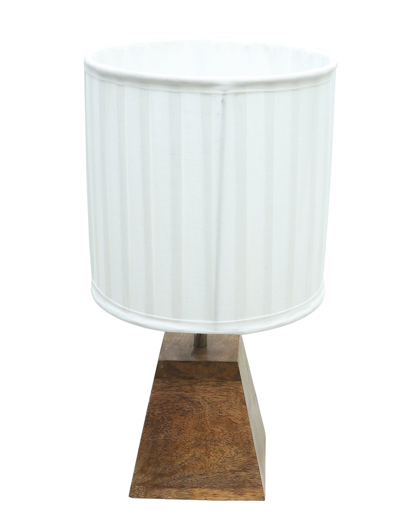 Wood Table Lamp, Modern Base Fabric Lampshade for Home Office Cafe Restaurant, Pyramid