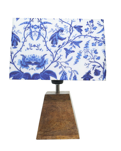 Wood Table Lamp, Modern Base Fabric Lampshade for Home Office Cafe Restaurant, Pyramid, Bird Square