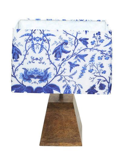 Wood Table Lamp, Modern Base Fabric Lampshade for Home Office Cafe Restaurant, Pyramid, Bird Square