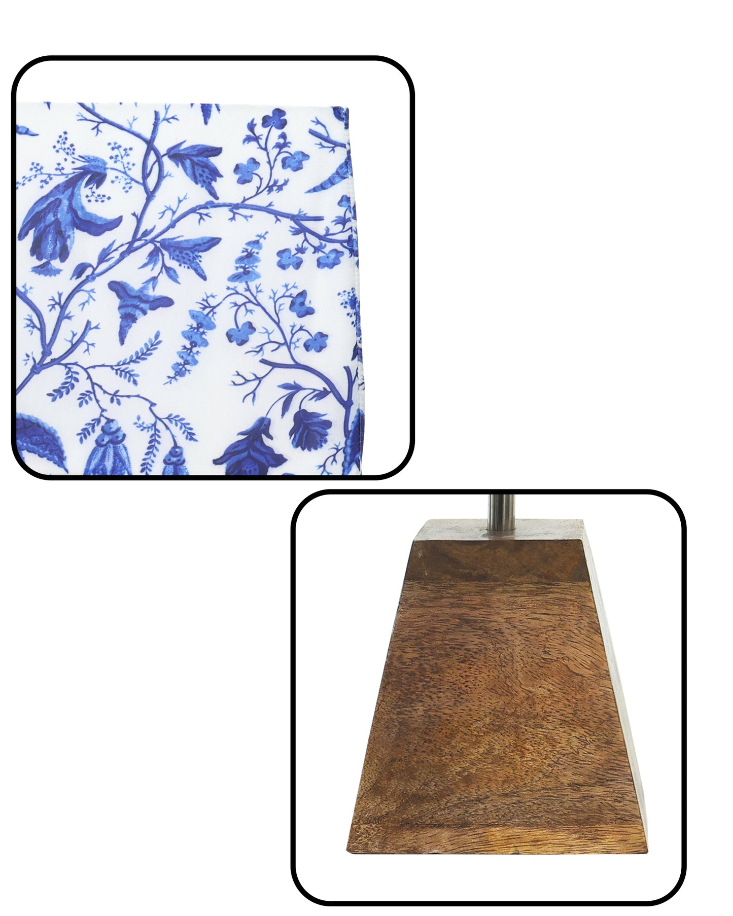 Wood Table Lamp, Modern Base Fabric Lampshade for Home Office Cafe Restaurant, Pyramid, Bird Square