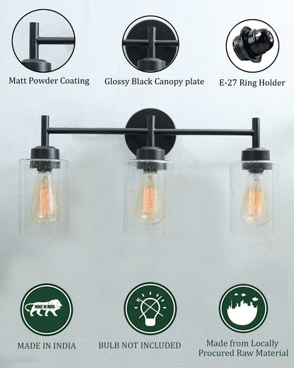 Black Wall Sconce,Modern Bathroom Wall Light Fixtures 3 Light Bathroom Vanity Light, Bathroom Lights Over Mirror, Farmhouse