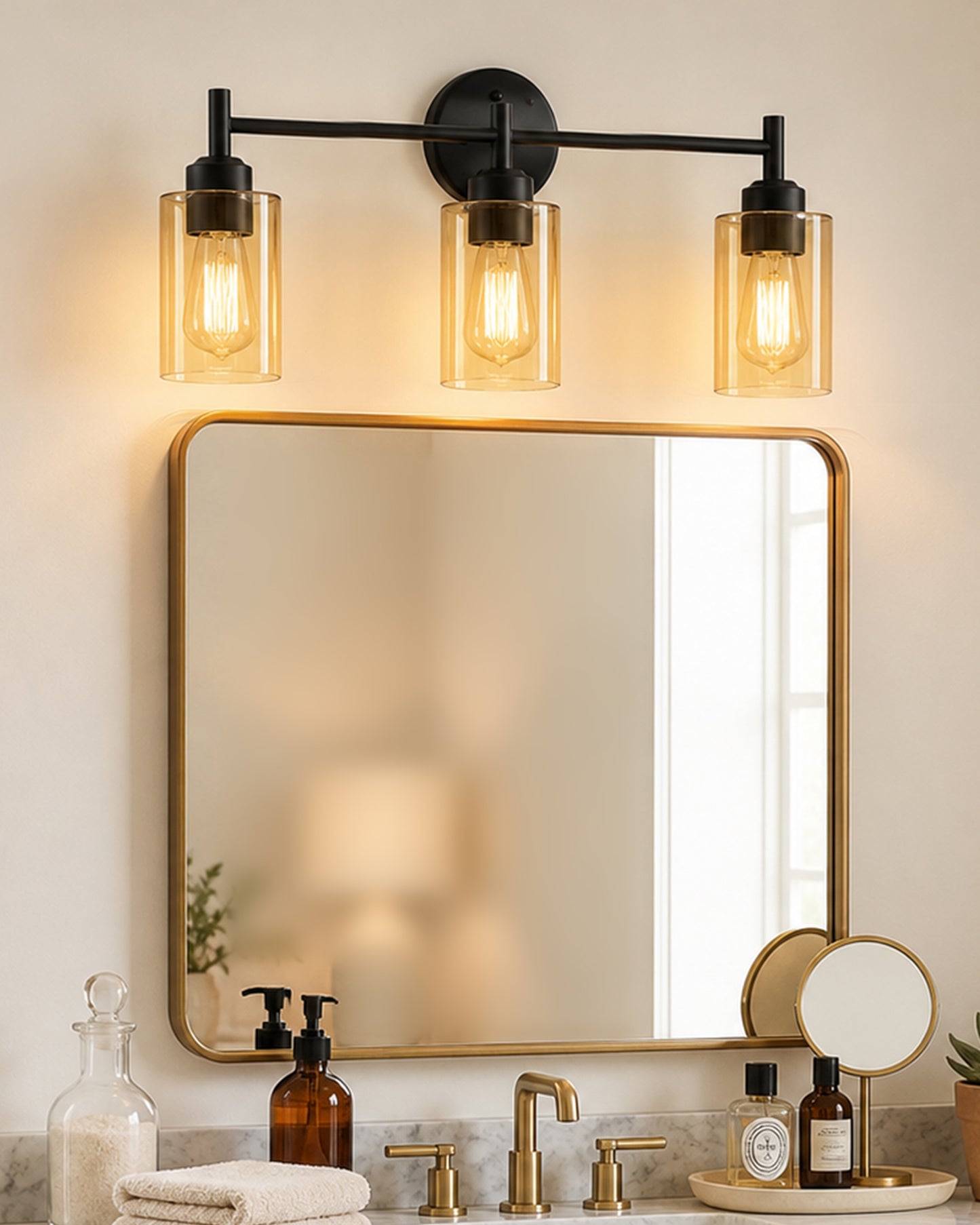 Black Wall Sconce,Modern Bathroom Wall Light Fixtures 3 Light Bathroom Vanity Light, Bathroom Lights Over Mirror, Farmhouse
