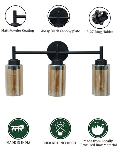 Black Wall Sconce,Modern Bathroom Wall Light Fixtures 3 Light Bathroom Vanity Light, Bathroom Lights Over Mirror, Farmhouse