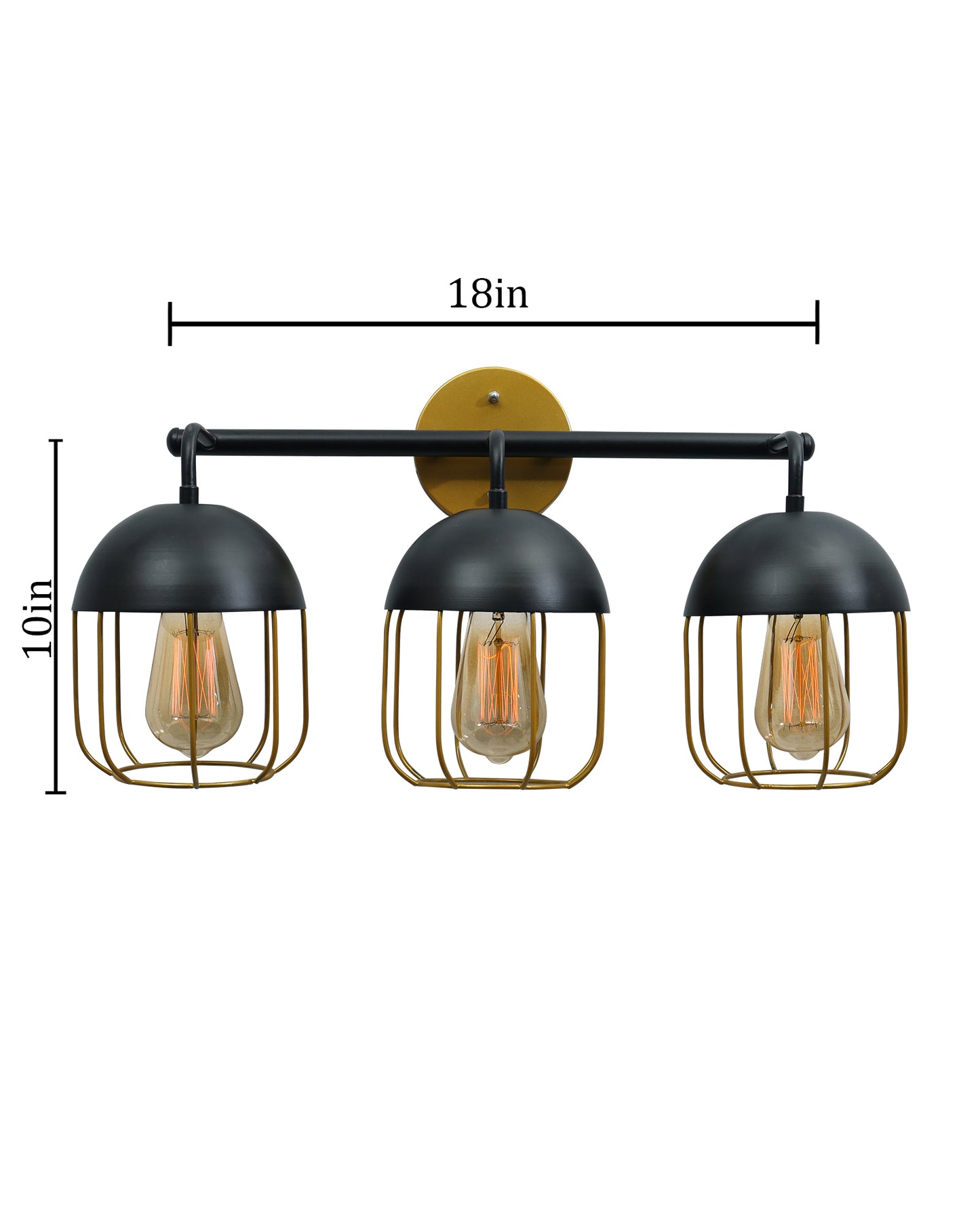 Cage Wall Sconce,Modern Bathroom Wall Light Fixtures 3 Light Bathroom Vanity Light, Fixture for Bathroom Lights Over Mirror, Farmhouse Black and Gold