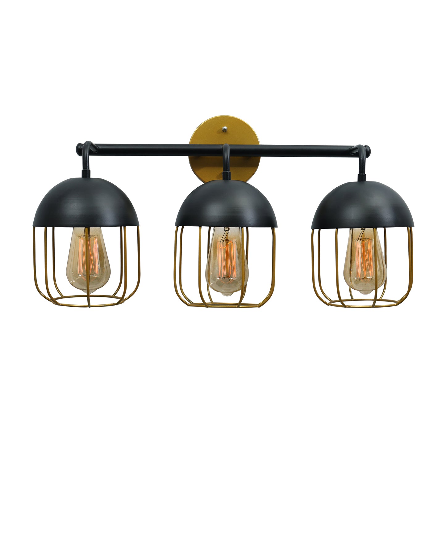 Cage Wall Sconce,Modern Bathroom Wall Light Fixtures 3 Light Bathroom Vanity Light, Fixture for Bathroom Lights Over Mirror, Farmhouse Black and Gold