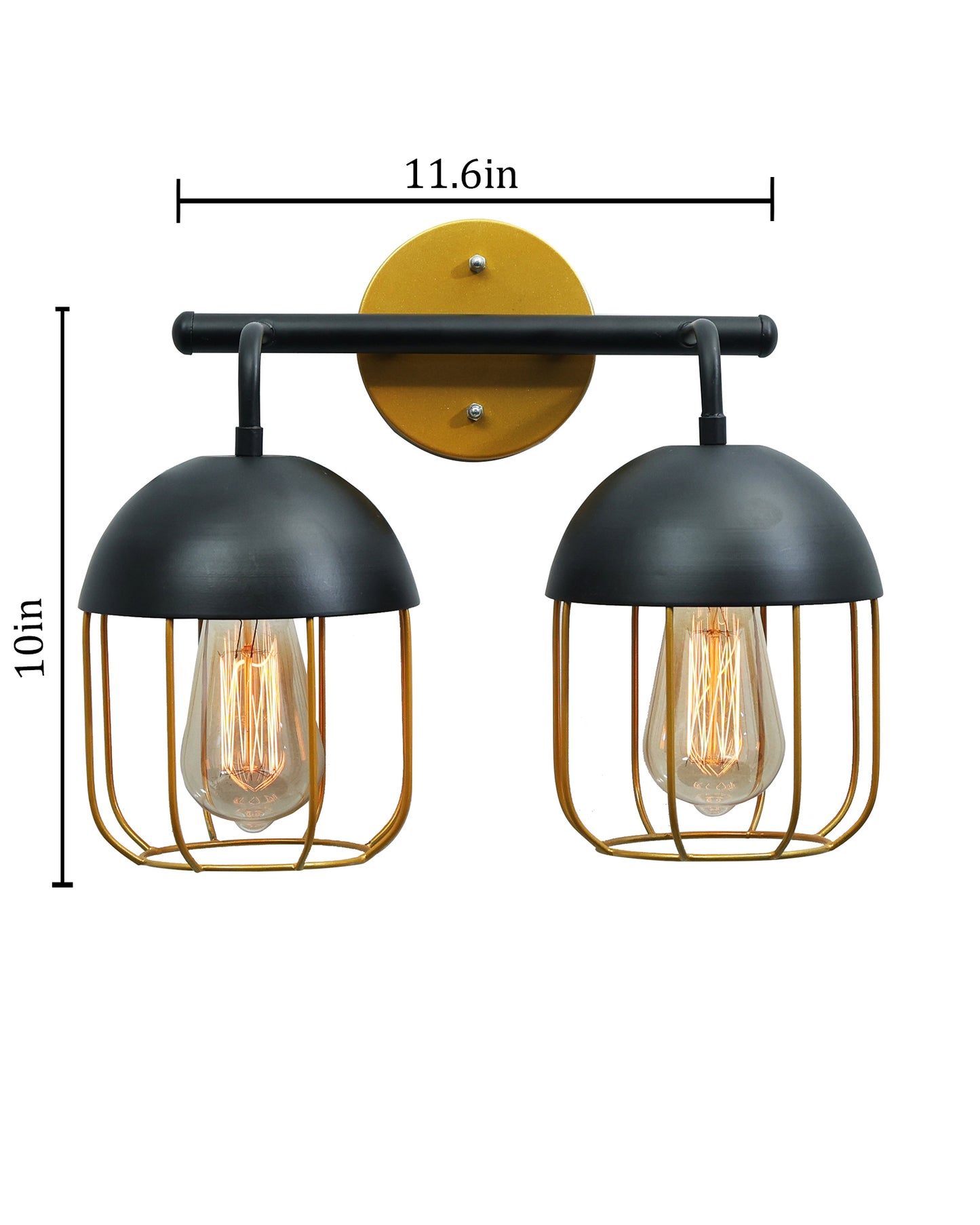Cage Wall Sconce,Modern Bathroom Wall Light Fixtures 2 Light Bathroom Vanity Light, Fixture for Bathroom Lights Over Mirror, Farmhouse Black and Gold
