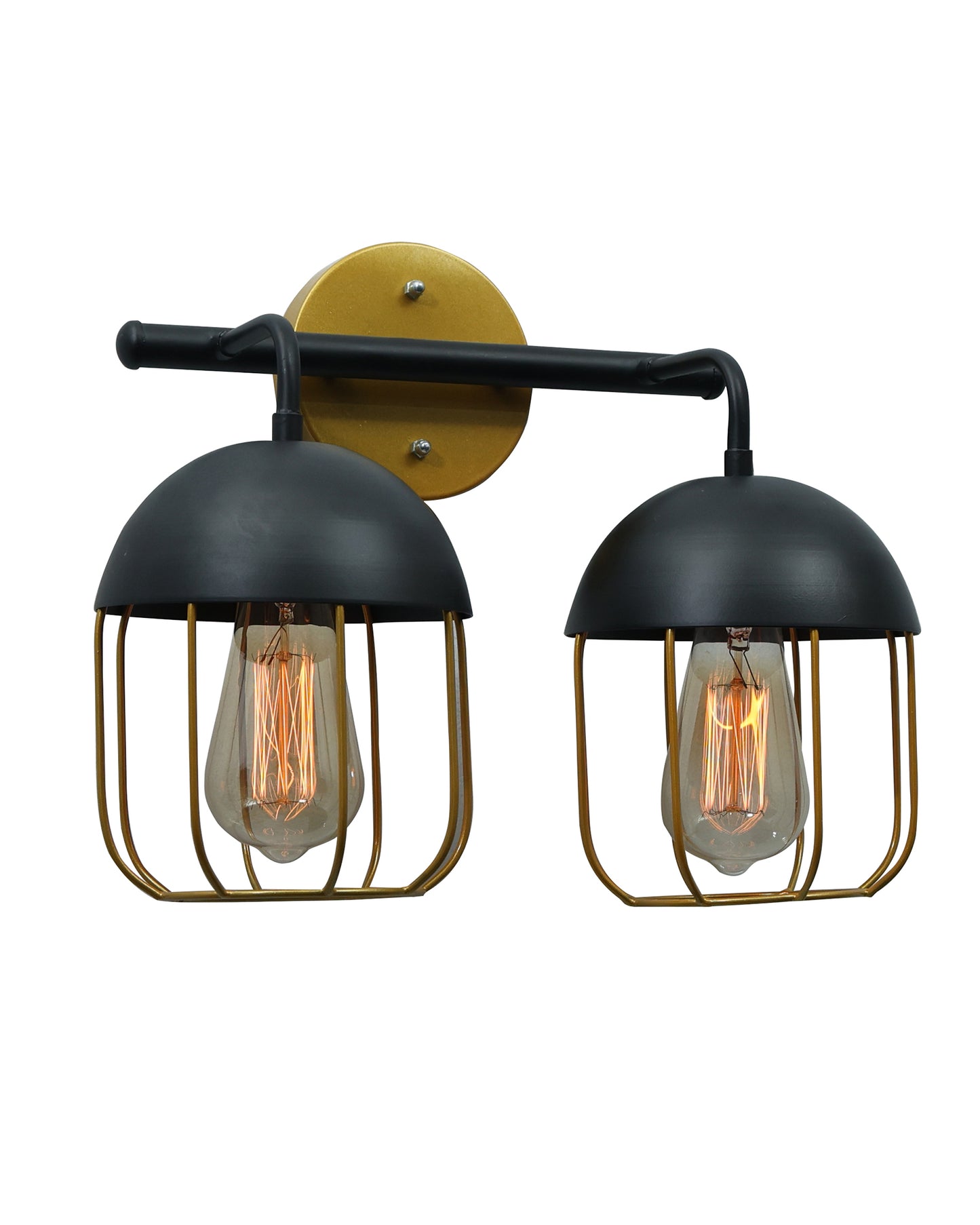Cage Wall Sconce,Modern Bathroom Wall Light Fixtures 2 Light Bathroom Vanity Light, Fixture for Bathroom Lights Over Mirror, Farmhouse Black and Gold