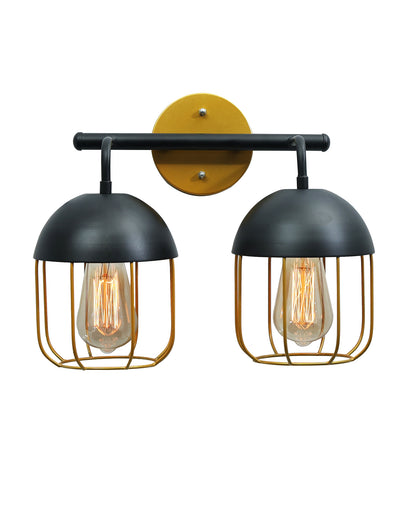 Cage Wall Sconce,Modern Bathroom Wall Light Fixtures 2 Light Bathroom Vanity Light, Fixture for Bathroom Lights Over Mirror, Farmhouse Black and Gold