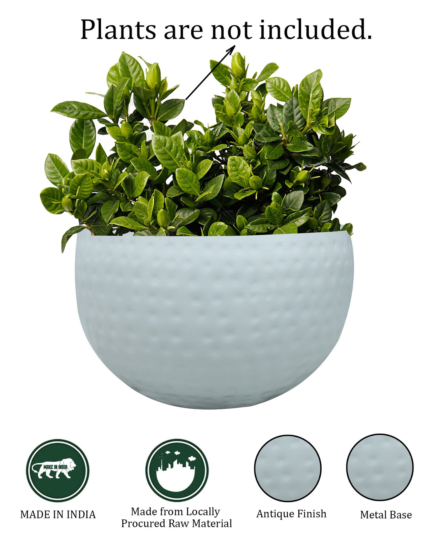 Metal Plant Pot with Hammered Design, Decorative Small Succulent Planter, Bowl