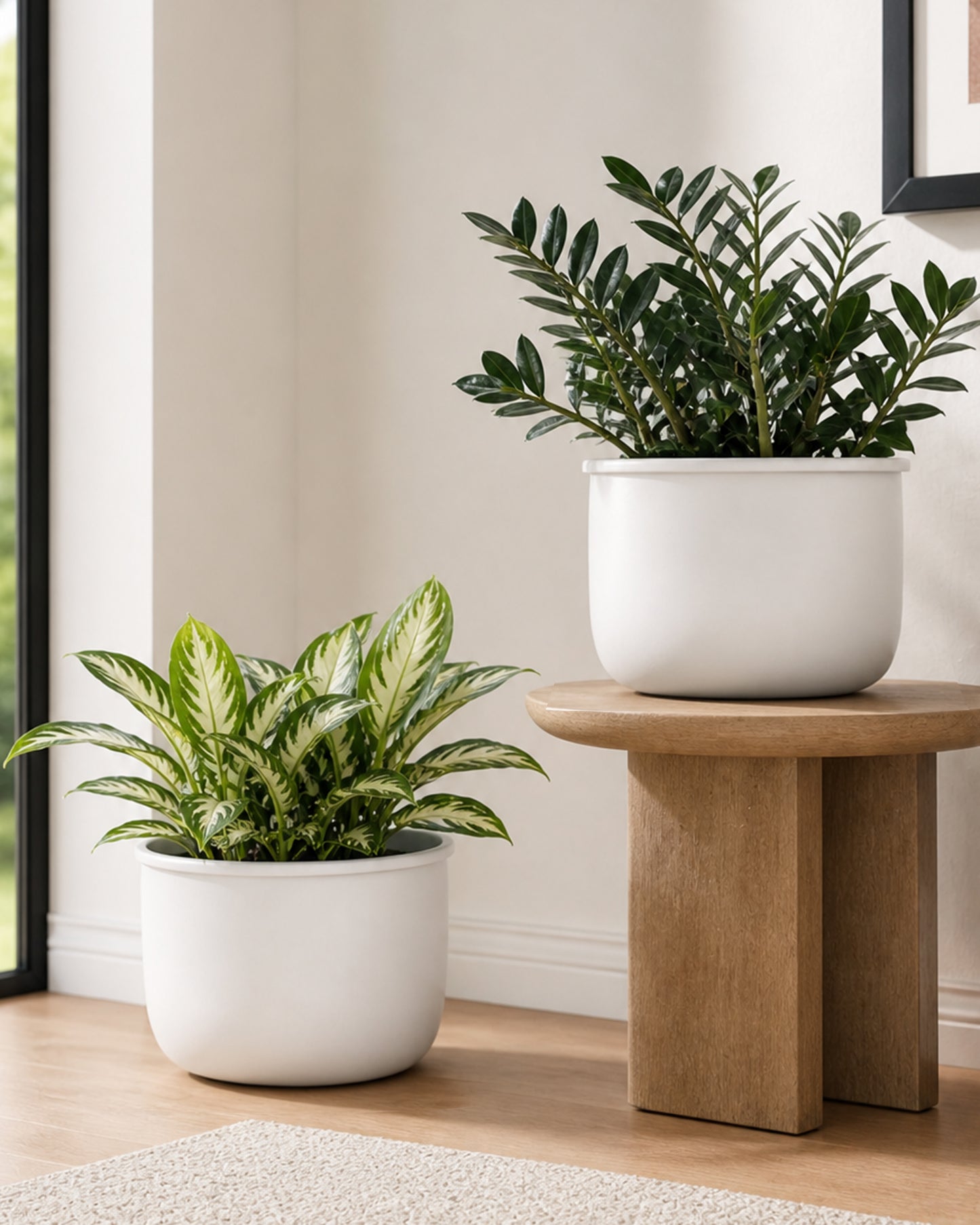 Homesake® Handcrafted Metal Planter Pot – Round Flower Pot, Indoor Outdoor Home & Office Decor, Modern Decorative Pot for Table, Shelf, Balcony, Living Room & Garden (White)