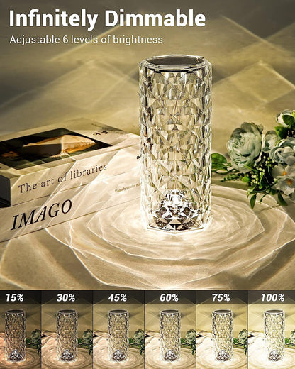 Remote Control Crystal 16 Color Changing Rose Crystal Table Lamp USB Touch Cylinder