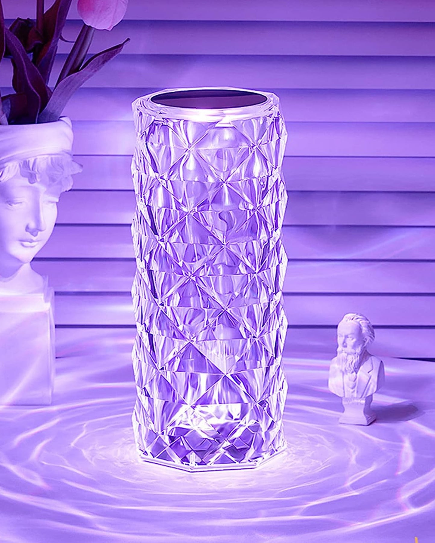 Remote Control Crystal 16 Color Changing Rose Crystal Table Lamp USB Touch Cylinder