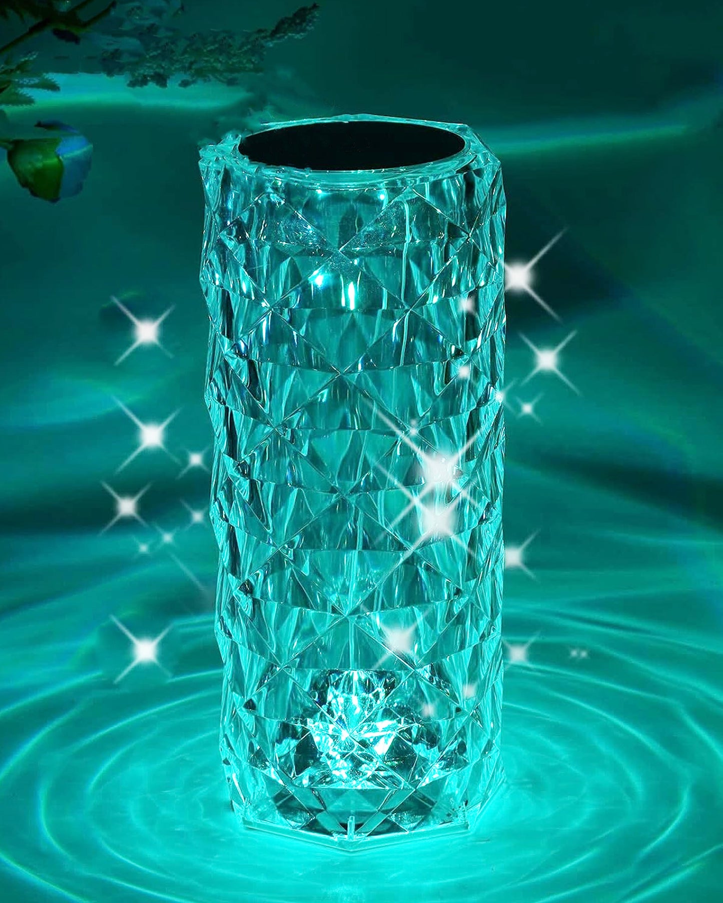 Remote Control Crystal 16 Color Changing Rose Crystal Table Lamp USB Touch Cylinder