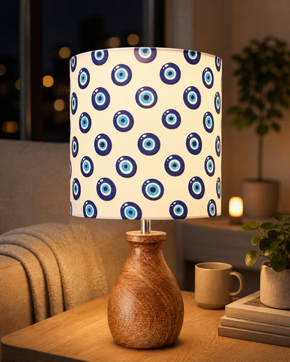 Dovel Pot Modern Table Lamp, Wooden Base Modern Fabric Lampshade for Home Office Cafe Restaurant