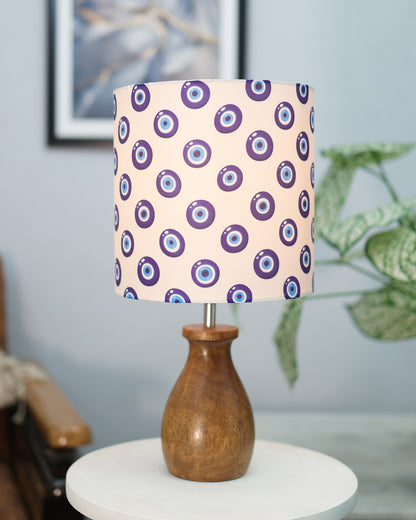 Dovel Pot Modern Table Lamp, Wooden Base Modern Fabric Lampshade for Home Office Cafe Restaurant