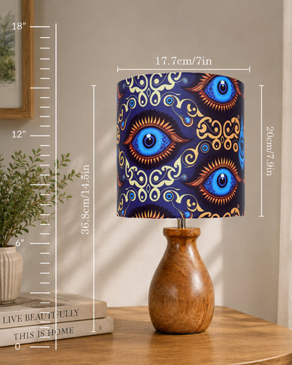 Dovel Pot Modern Table Lamp, Wooden Base Modern Fabric Lampshade for Home Office Cafe Restaurant