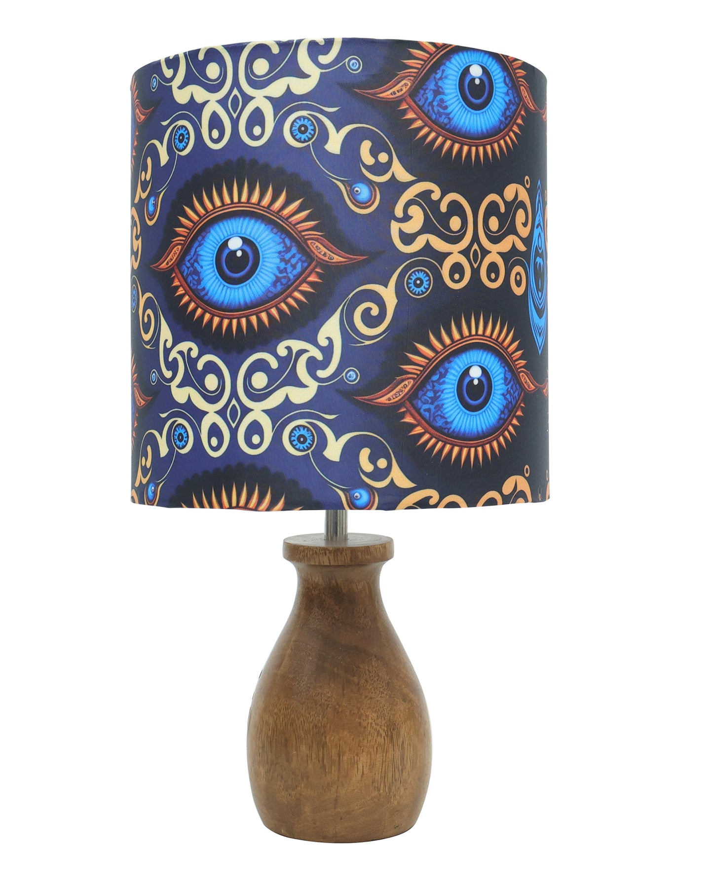 Dovel Pot Modern Table Lamp, Wooden Base Modern Fabric Lampshade for Home Office Cafe Restaurant