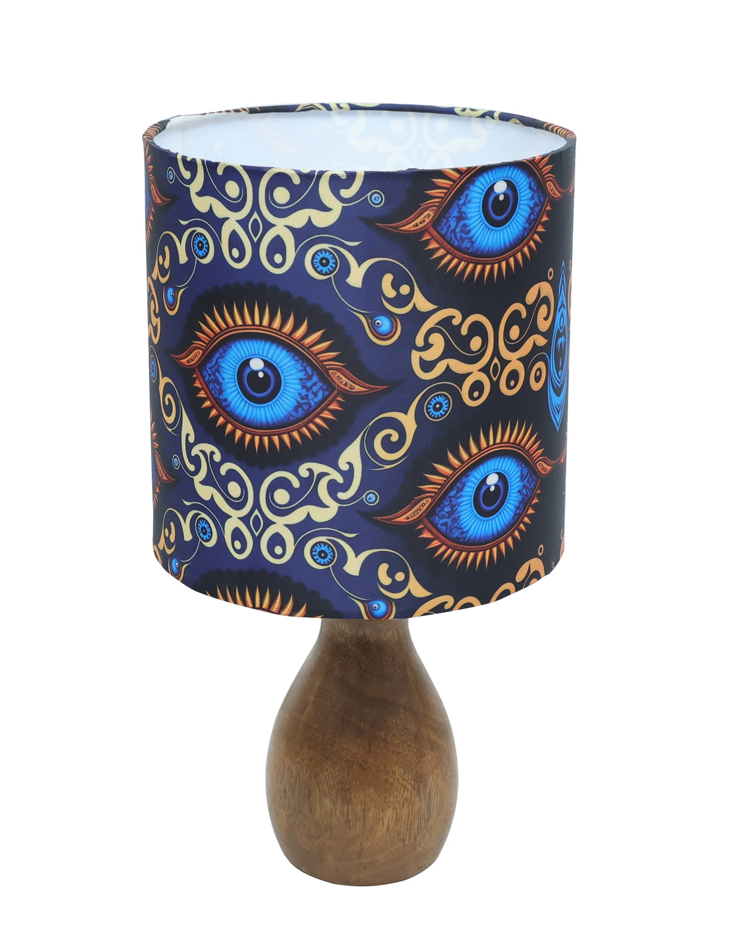 Dovel Pot Modern Table Lamp, Wooden Base Modern Fabric Lampshade for Home Office Cafe Restaurant