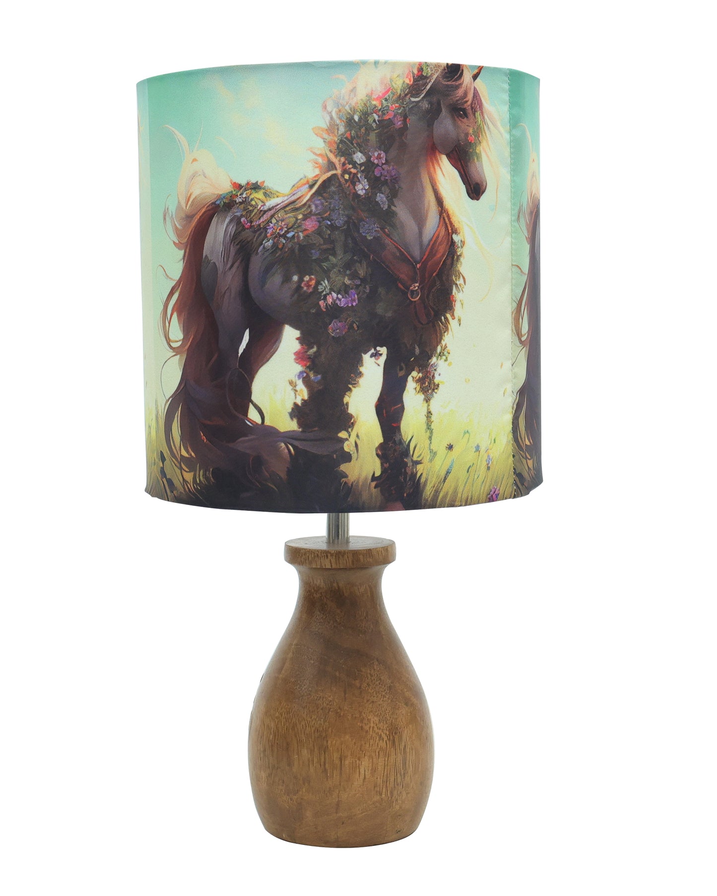 Dovel Pot Modern Table Lamp, Wooden Base Modern Fabric Lampshade for Home Office Cafe Restaurant