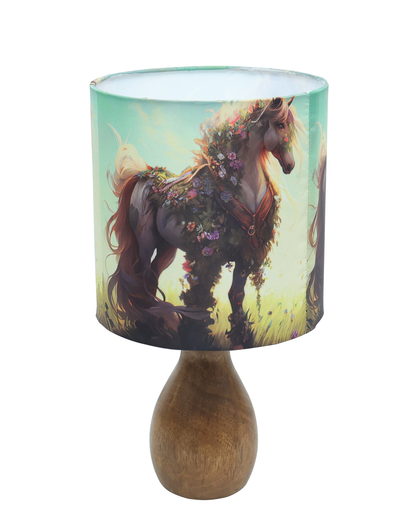 Dovel Pot Modern Table Lamp, Wooden Base Modern Fabric Lampshade for Home Office Cafe Restaurant