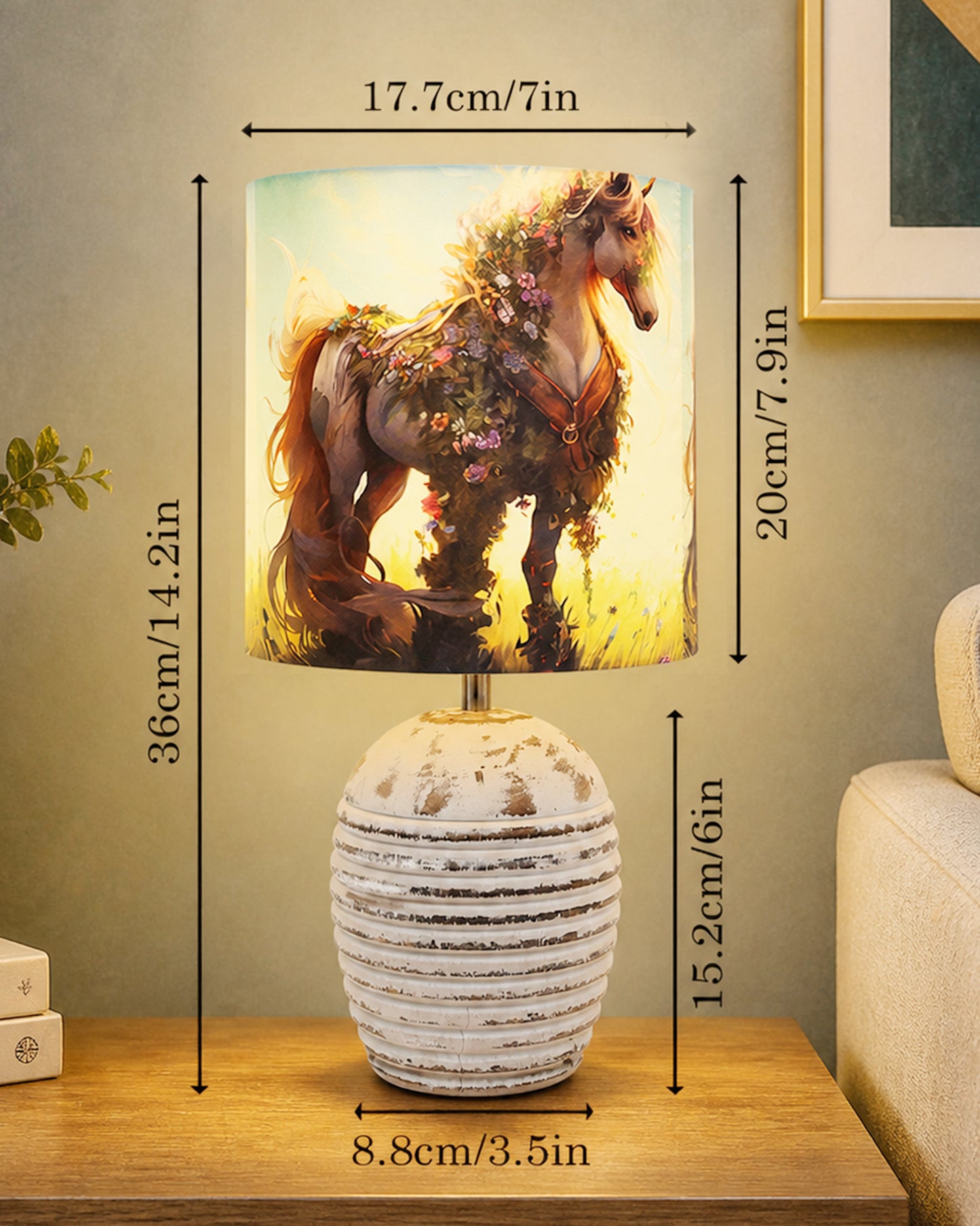 Modern Table Lamp, Wooden Base Modern Fabric Lampshade for Home Office Cafe Restaurant, Ribbed Basket