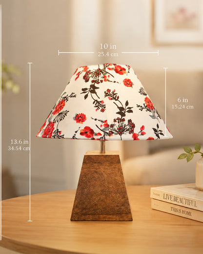Pyramid Modern Table Lamp, Wooden Base Modern Fabric Lampshade for Home Office Cafe Restaurant, Cone