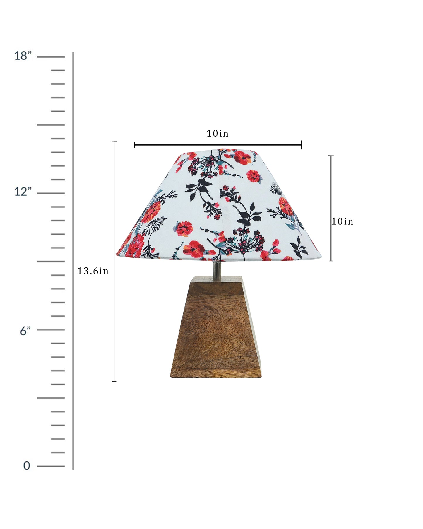 Pyramid Modern Table Lamp, Wooden Base Modern Fabric Lampshade for Home Office Cafe Restaurant, Cone