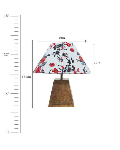 Pyramid Modern Table Lamp, Wooden Base Modern Fabric Lampshade for Home Office Cafe Restaurant, Cone