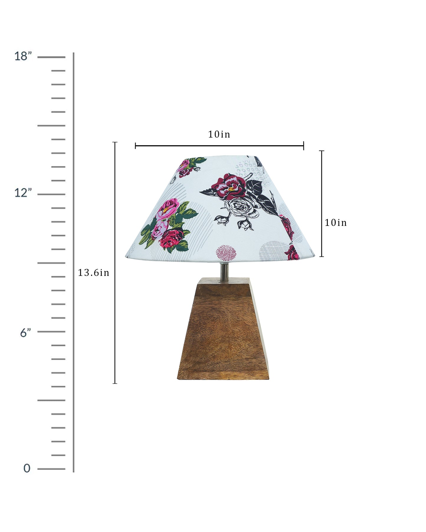Pyramid Modern Table Lamp, Wooden Base Modern Fabric Lampshade for Home Office Cafe Restaurant, Cone