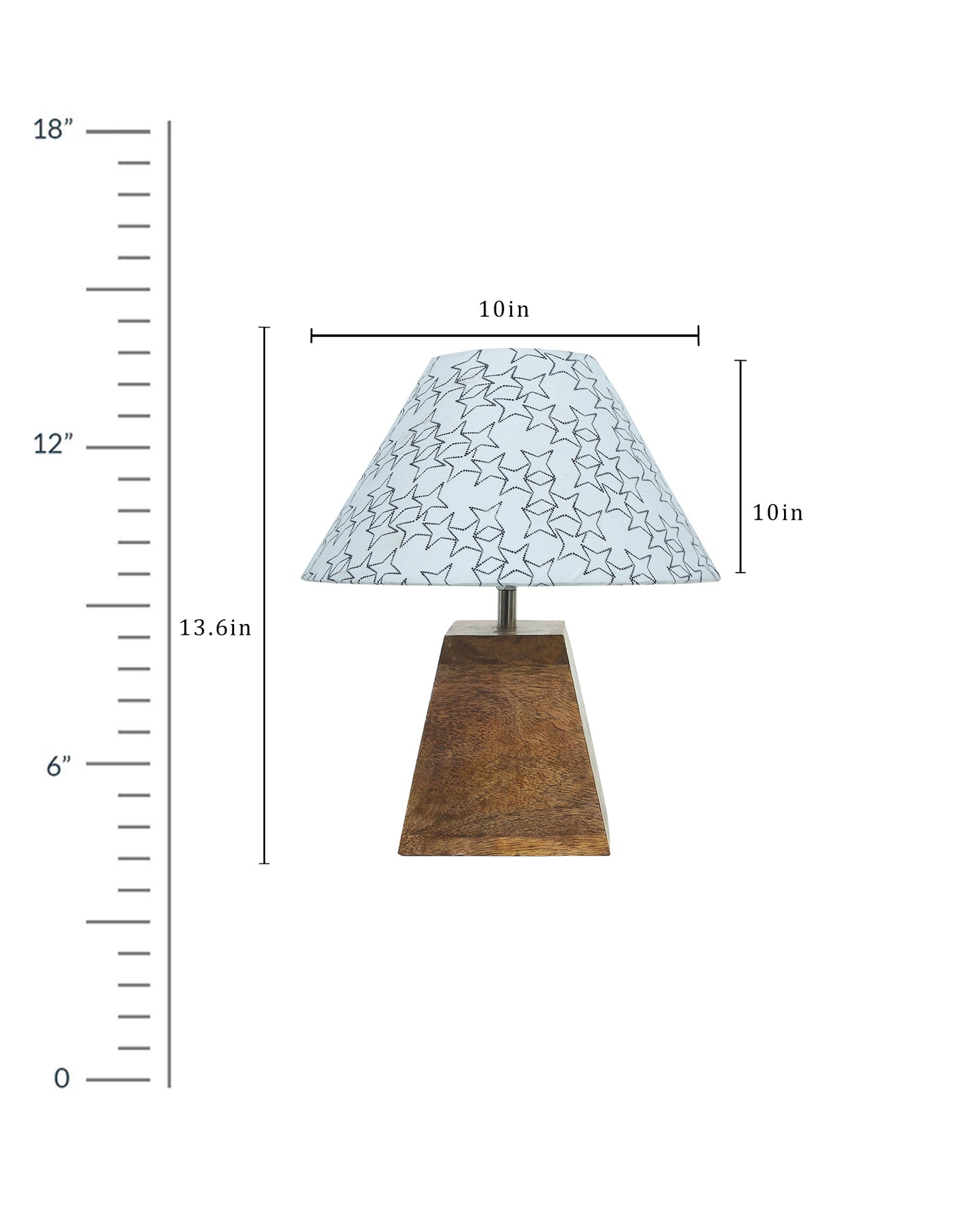 Pyramid Modern Table Lamp, Wooden Base Modern Fabric Lampshade for Home Office Cafe Restaurant, Cone