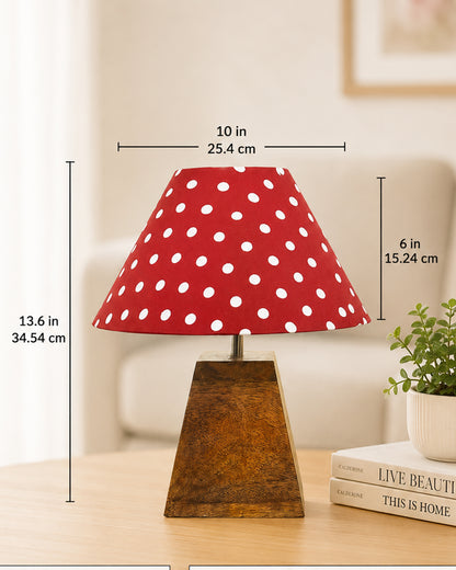 Pyramid Modern Table Lamp, Wooden Base Modern Fabric Lampshade for Home Office Cafe Restaurant, Cone