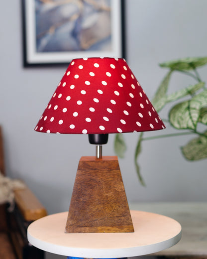Pyramid Modern Table Lamp, Wooden Base Modern Fabric Lampshade for Home Office Cafe Restaurant, Cone