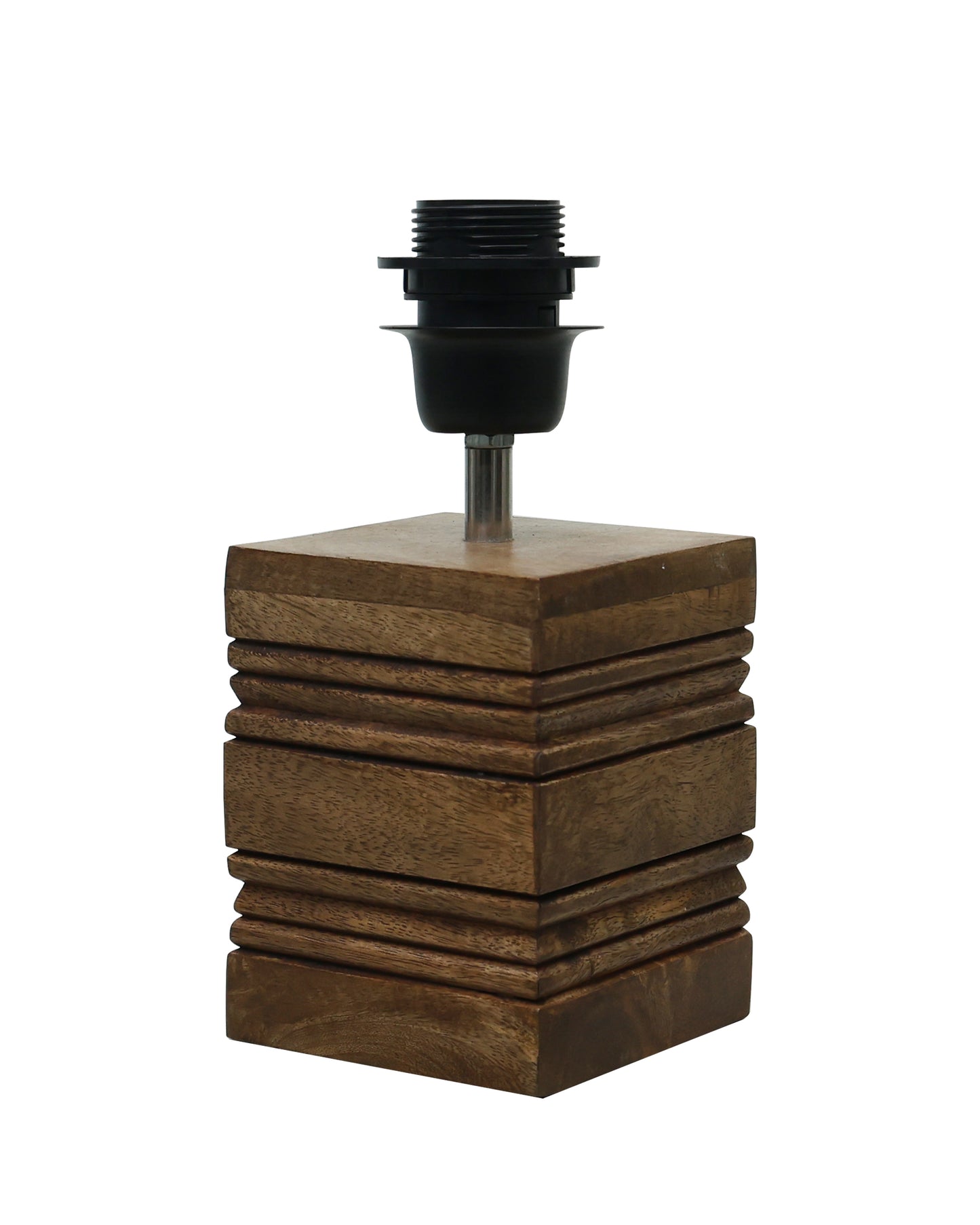 Ribbed Cube Table Lamp, Wooden Base Modern Fabric Lampshade for Home Office Cafe Restaurant, Cone