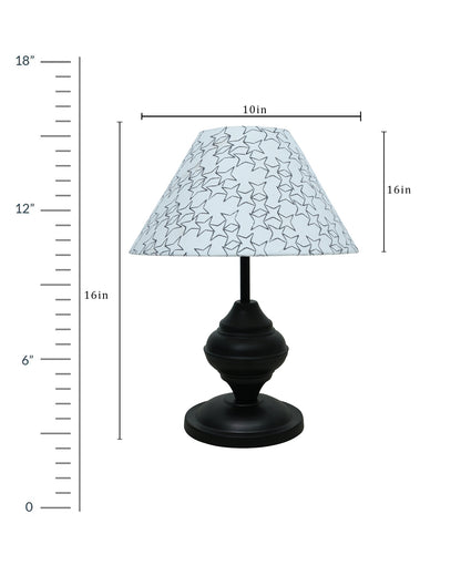 Black Metal Urn Table Lamp with Fabric Shade, B22 holder Nightstand Lamp