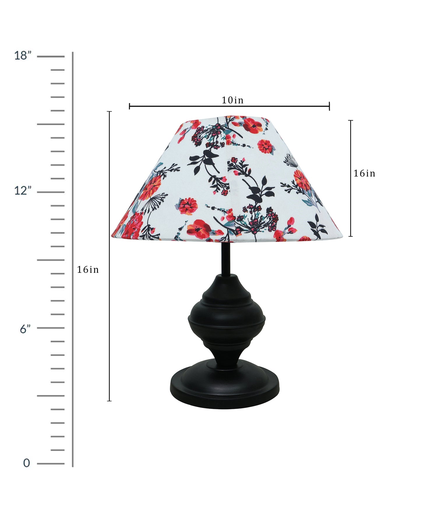 Black Metal Urn Table Lamp with Fabric Shade, B22 holder Nightstand Lamp