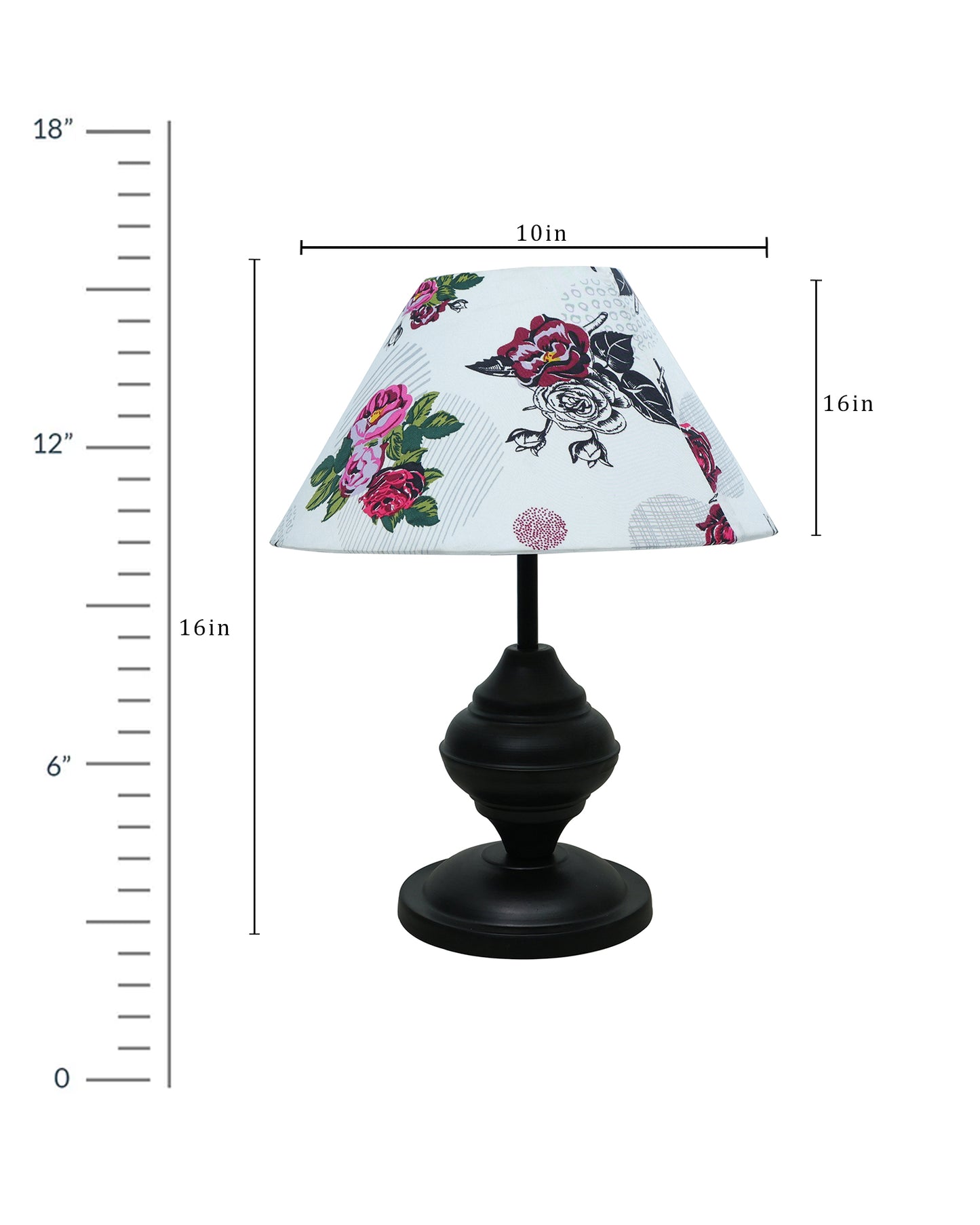 Black Metal Urn Table Lamp with Fabric Shade, B22 holder Nightstand Lamp